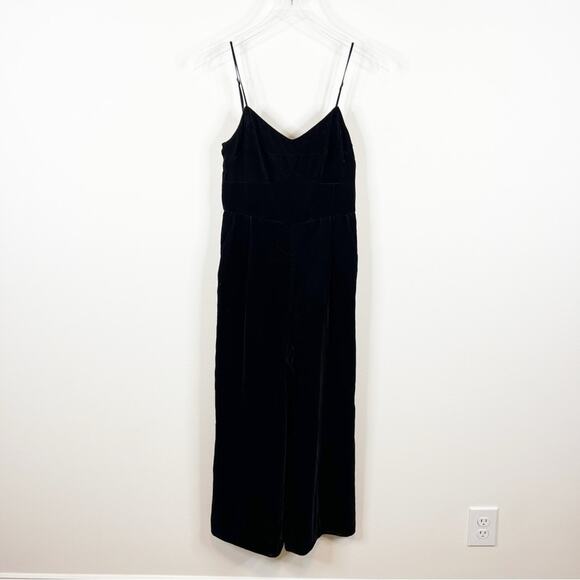 J. Crew Sleeveless Cropped Wide Leg Velvet Jumpsuit 0 Black - Picture 2 of 8